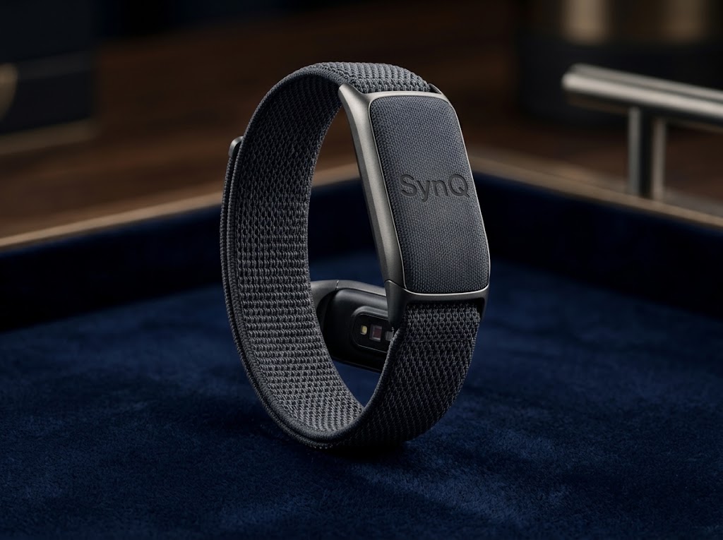 SynQ screenless fitness band in Graphite Black with a gunmetal frame